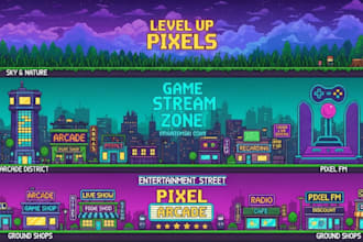 design pixel art banner for youtube facebook and pixel logo steam capsule art
