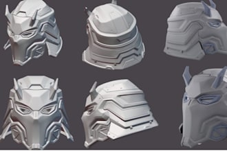 sculpt 3d model of 3d helment 3d mask armor for 3d printing