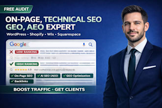 do onpage technical SEO GEO for wordpress framer squarespace wix website