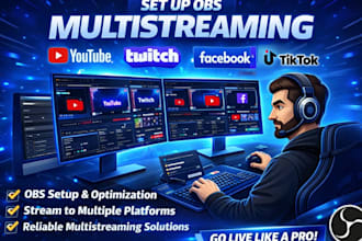 set up obs multistreaming for youtube, twitch, facebook and tiktok