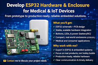 develop esp32 pcb, product design enclosure for iot medical and hospital devices