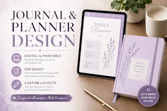 design a custom digital planner, journal, or workbook for KDP