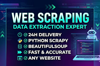 do web scraping data extraction, enrichment in python scrapy selenium octoparse