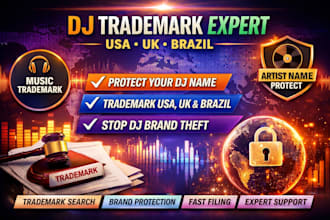 do music trademark registration in usa uk and brasil for djs to stop brand theft