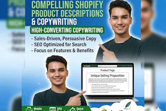 write shopify product descriptions and copywriter