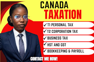 efile canada personal tax t1 and corporation tax t2 bookkeeping