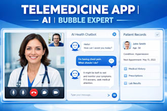 develop telemedicine app on bubble with patient record, ai symptom checker