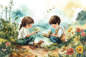 draw adorable watercolor children characters