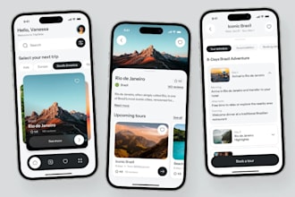 design modern and user friendly UI UX for your travel mobile app