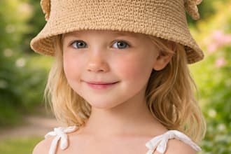 crochet handmade baby sun hat with flower