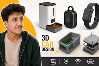 smart pet device cad, dog feeder enclosure, gps tracker stl, iot wearable cad