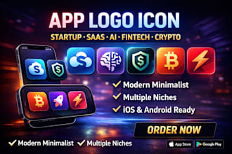 design modern app logo icon for saas ai fintech startup apps