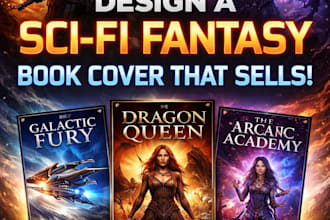 design a sci fi fantasy book cover design that sells