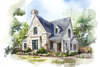 hand painted watercolor house portrait of your home