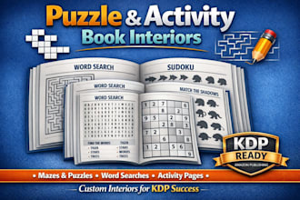 design low content kdp puzzle book interior design and activity book layout