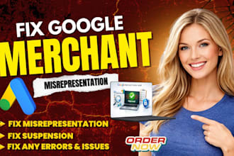fix google merchant center misrepresentation, suspension, any errors and issues