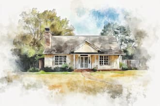 watercolor a house portrait
