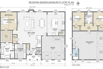 design and render your 2d barndominium floor plan
