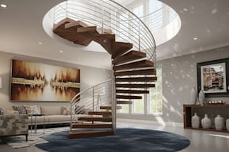 design 2d and 3d realistic staircase, handrail, spiral stair, helical and winder