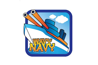 design wavy navy mobile game logo