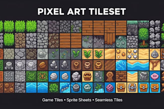 pixel art tileset sprite sheet pixel video game art pixel tileset 8x8, 16x16