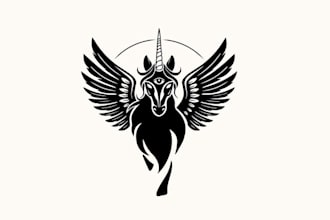 design weird iconic figurehead pirate ship pegasus logo