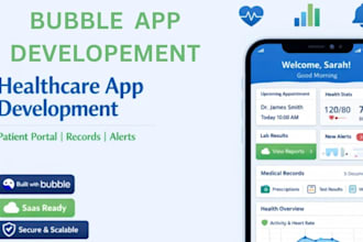 develop health tracking app on bubble with patient portal, emr and automation