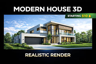design modern house 3d modeling and realistic exterior rendering
