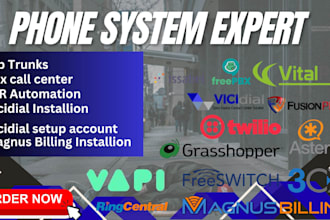configure freepbx, 3cx, ringcentral, fusionpbx, magnus billing, vicidial
