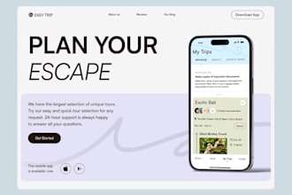 design a modern and high converting travel app landing page UI UX