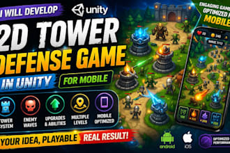 develop a 2d tower defense game in unity for mobile