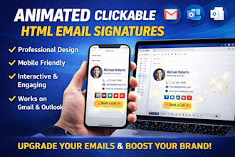 create clickable animated HTML email signature for gmail outlook apple mail
