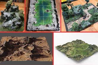 create realistic 3d terrain landscape, 3d realistic topography, 3d terrain map