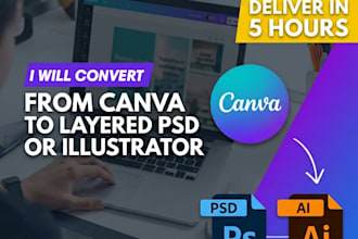 convert canva design to PSD or illustrator with eiditable file