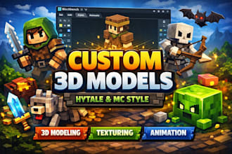 create custom hytale 3d models mc model with texture and animation in blockbench