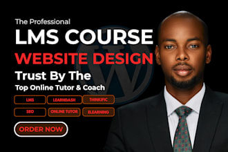 build online course lms wordpress website, private tutor, education websites