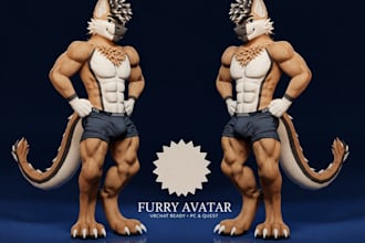 do vrchat avatar commission, anime, vrc avatar, furry nfsw 3d model, vr