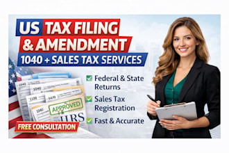 file and amend US tax returns 1040 and sales tax registration filing