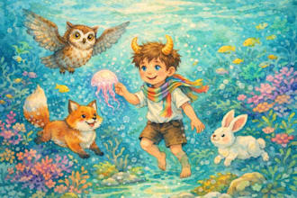 paint 90 pages watercolor children story book illustration, children book cover