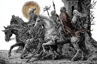 make a medieval woodcut style illustration