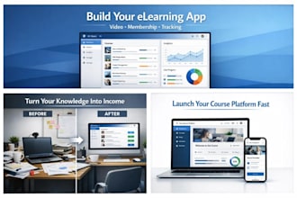 develop elearing app on bubble with video streaming, membership, alert, resume