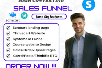 do systeme io thrivecart samcart sales funnel carrd online course landing page