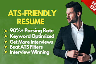 create an ats friendly resume with 90 ats score,linkedin profiles