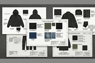 design edgy luxury streetwear tech pack and clothing design for urban brands