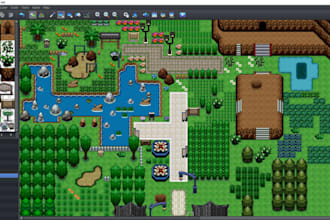 create pokemon pixel tileset, tilemap, overworld assets for rpg in gen 3, 4, 5