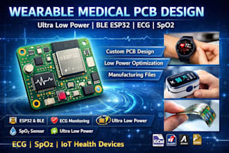ultra low power wearable medical device pcb with ble esp32 ecg spo2 monitoring
