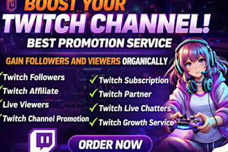 promote kick twitch channel live stream for organic twitch live viewers follower