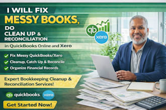 fix messy books, do clean up, reconciliation in quickbooks online and xero