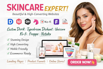 customize dorik typedream divhunt unicorn kofi frappe notaku skincare website