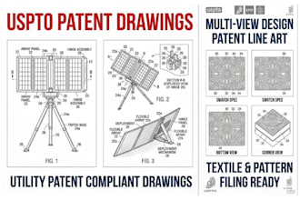 draw standard uspto patent drawing and technical illustration for patent filing